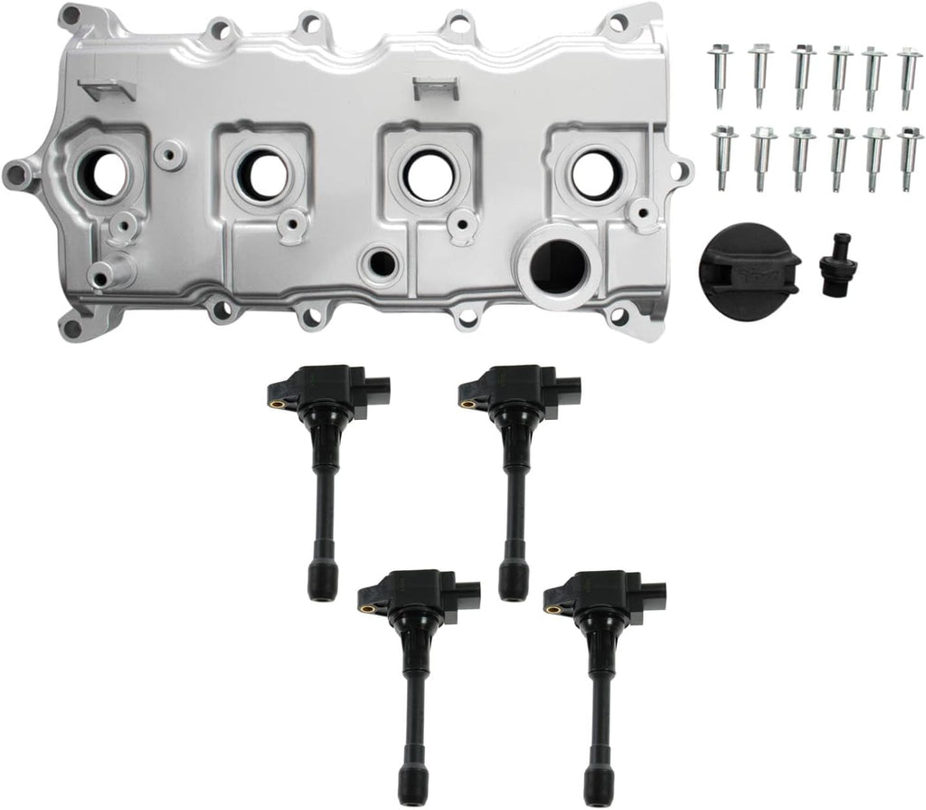 TRQ Ignition Coil Kit 5 Piece Compatible with 2007-2013 Nissan Altima 2008-2013 Rogue 2007-2012 Sentra