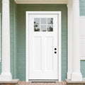 Fiberglass Entry Door, 36'' x 80' Primed Exterior Door, Left Hand Inswing, Knock-Down Front Entry Door, 2-Panel Craftsman, 6-Lite Low-E Glass, Vinyl Frame with Brickmould