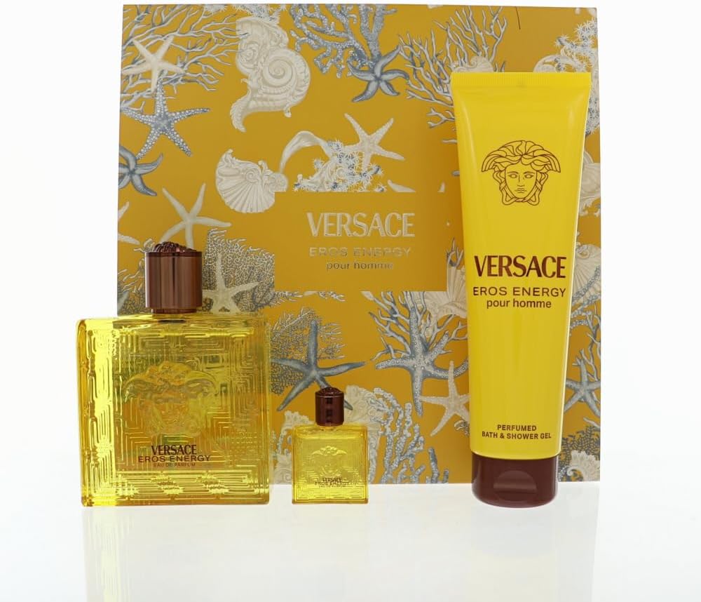 Set Versace Eros Energy 3-Piece Gift Set for Men, 3.4 Oz EDP Sp / 0.17 Oz EDP Sp / 5.0 Oz Shower Gel