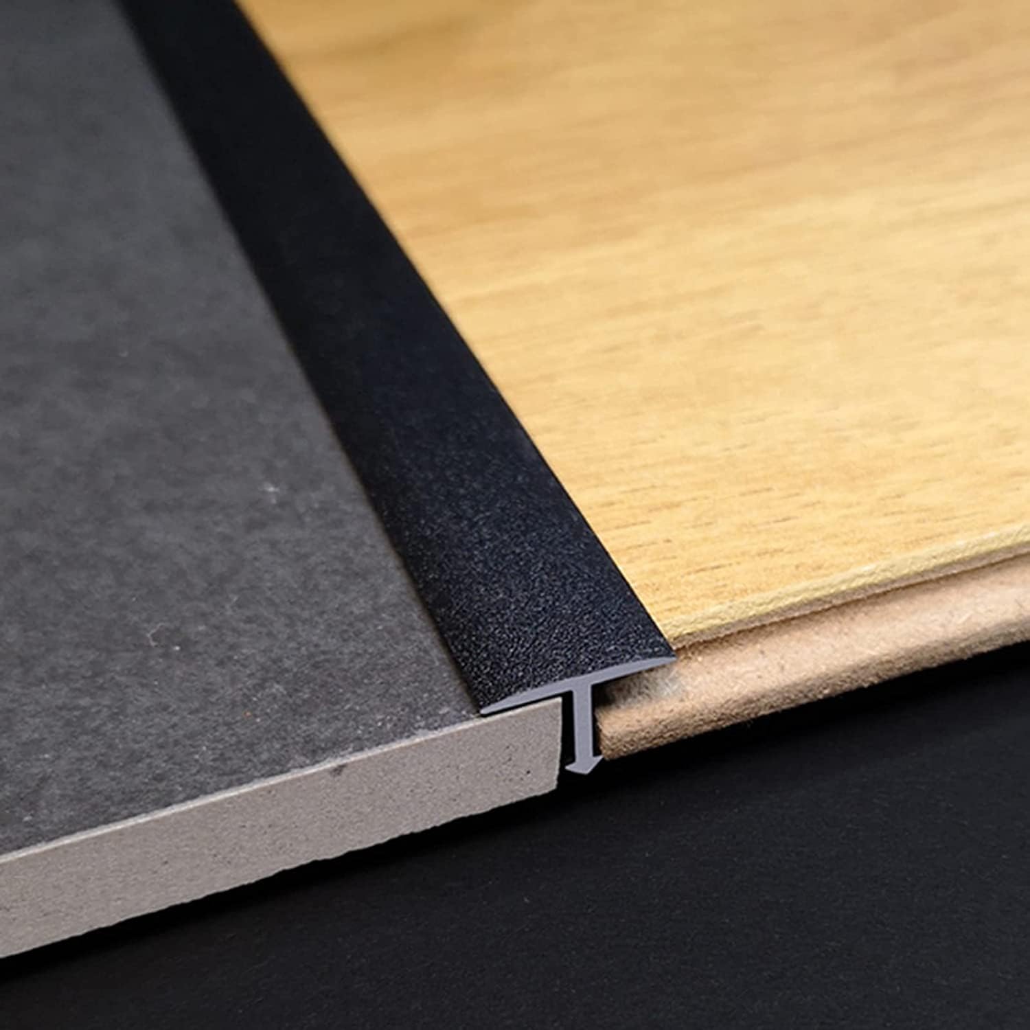 Doorway Uneven Floor Transition Strip, T Molding Floor Transition Strip, Wood to Tile Door Edge Trim Black, 2.2cm Wide Doorways Thresholds Self Adhesive, Home Office School Shop ( Size : Length 105cm/