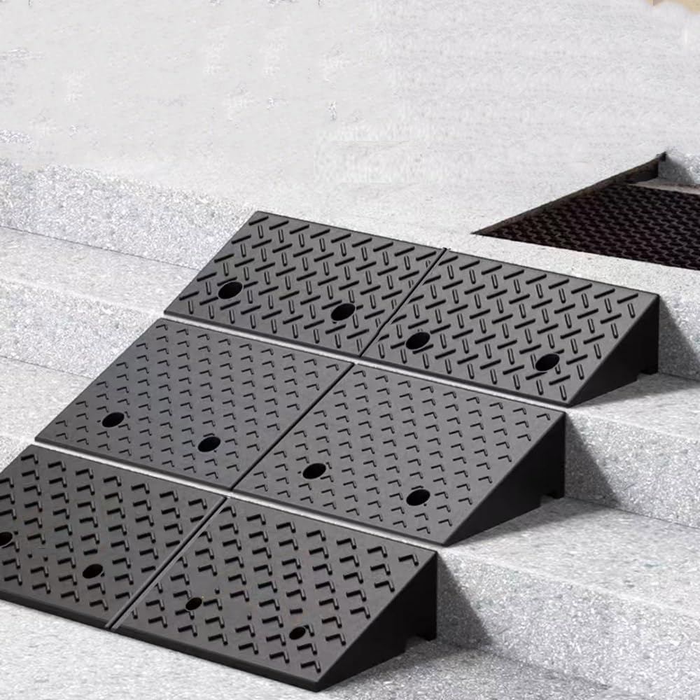 Portable Curb Ramps 2' 4' Rise Rubber Threshold Ramp, Lightweight Wheelchair Ramp, Outdoor Driveway Ramps for Sidewalk Steps Garage Cars(50x50x14 cm (20'x20'x5.5'))
