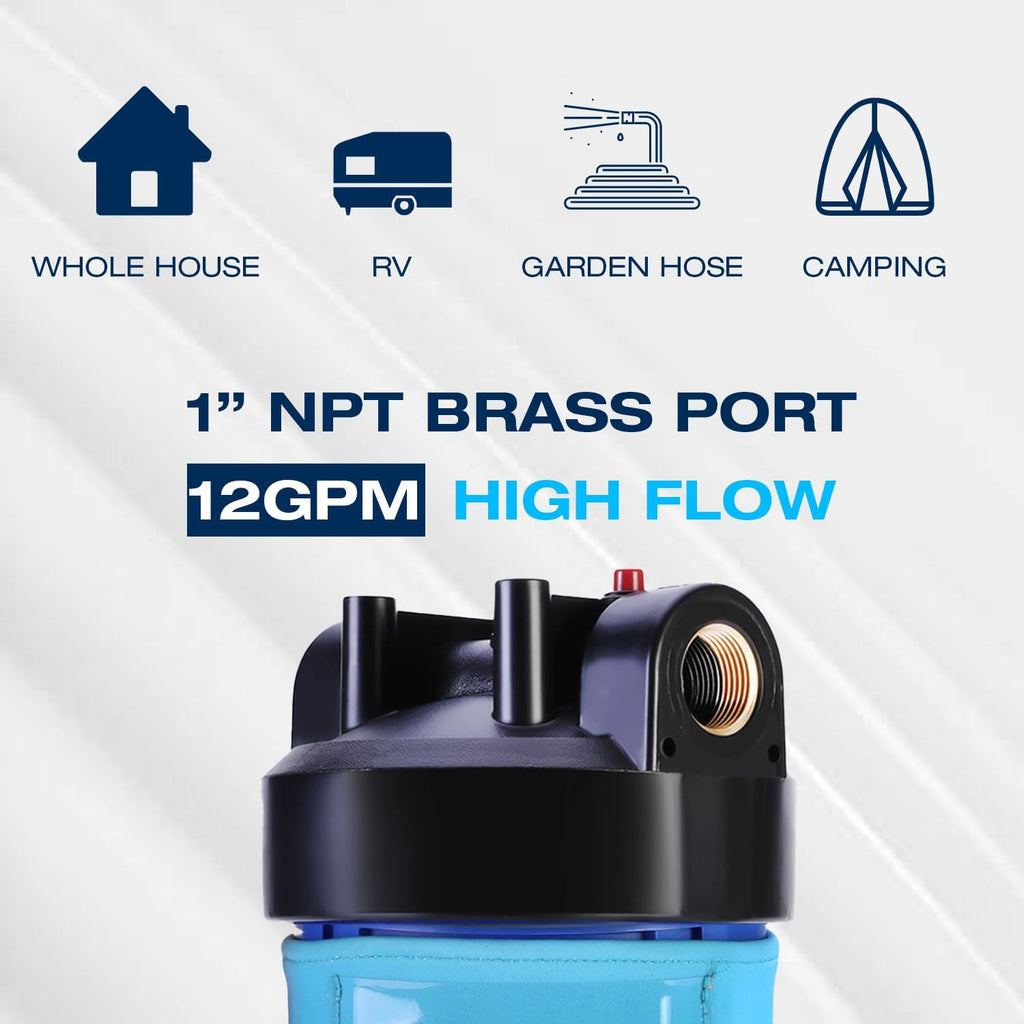 H&G Lifestyles Whole House Portable Water Softener 50,000 Gallons | Hose Filter for Hard Water,Inline Small Water Softener for Washing Machine Water Heater,Scale Inhibitor Filter