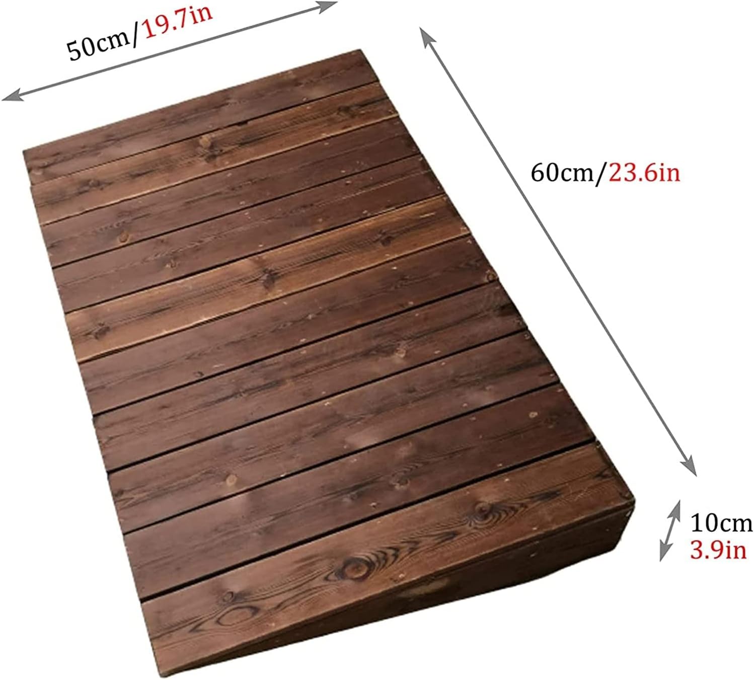 GUNEL 4inch/7inch/8inch/10inch Rise Threshold Ramp for Doorways, Portable Wooden Curb Transition Ramps for Curb/Driveway/Garage Door/Stair/Sheds, Non Slip Surface (Size : 60x50x10cm)