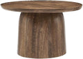Modway Holloway 30 Inch Round Mango Wood Coffee Table in Walnut – Contemporary Circle Drum for Living Room – Mid-Century Modern Table with Solid Tabletop