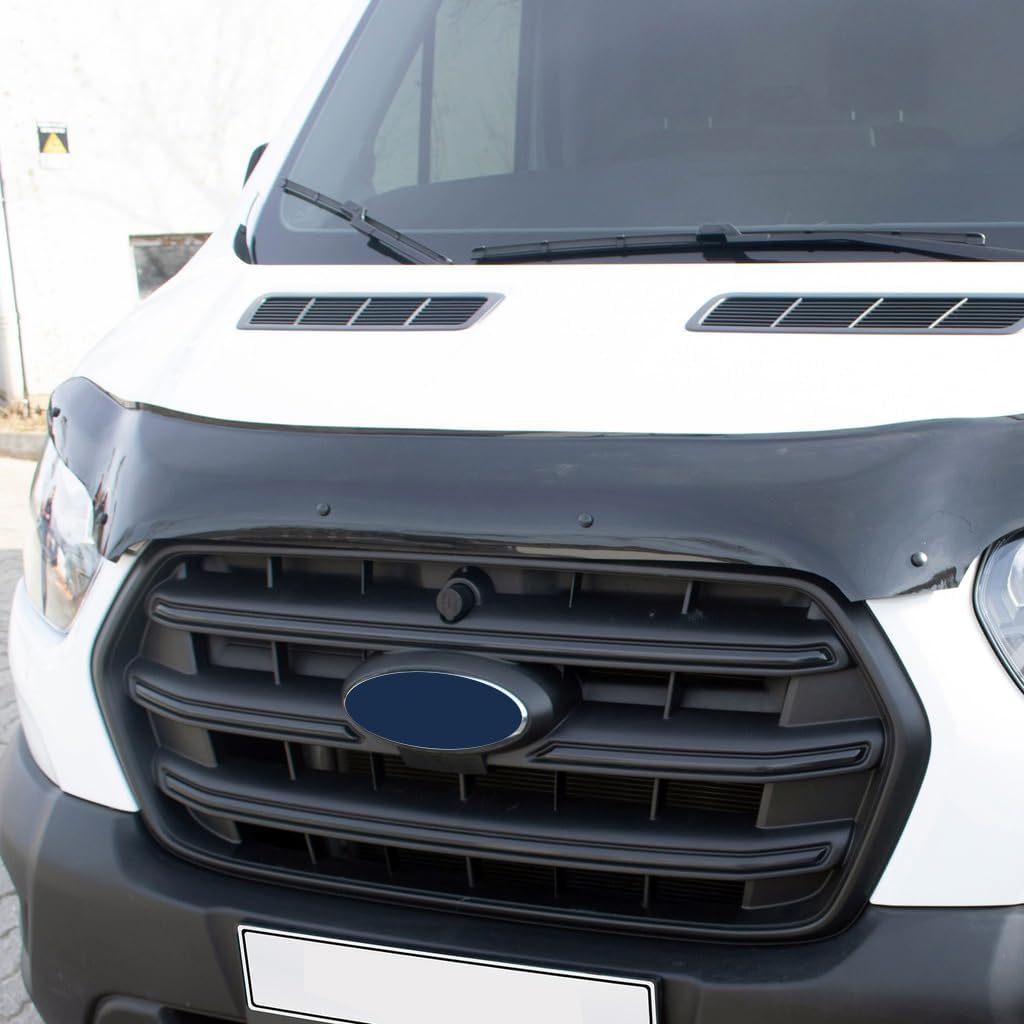 For Ford Transit 2018 2019 2020 2021 2022 2023 2024 Bonnet Protector Guard Front Bug Shield Hood Deflector Hood Stone Hood Shields Piano Black, HD1001