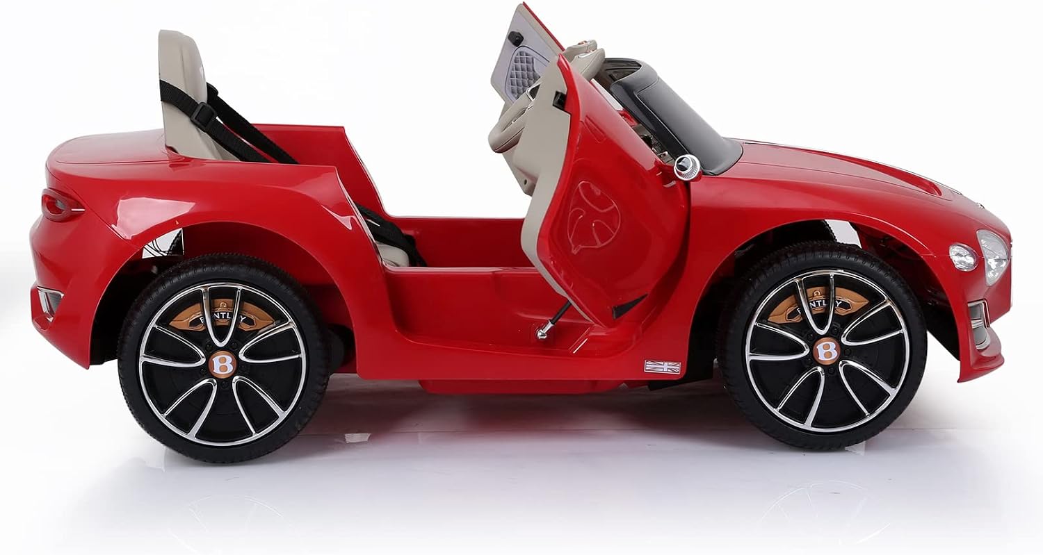 SEHOMY 12V Electric Ride On Car with Remote, Bentley Licensed Motorized Vehicles for Kids Ages 3-8, Battery Powered Children Toy Cars, 4 Wheels, LED Headlights, MP3, Horn, TF Card, USB Port, Red