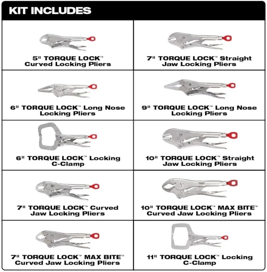 10Pc 48-22-3690 for Milwaukee Locking Pliers Kit - Silver