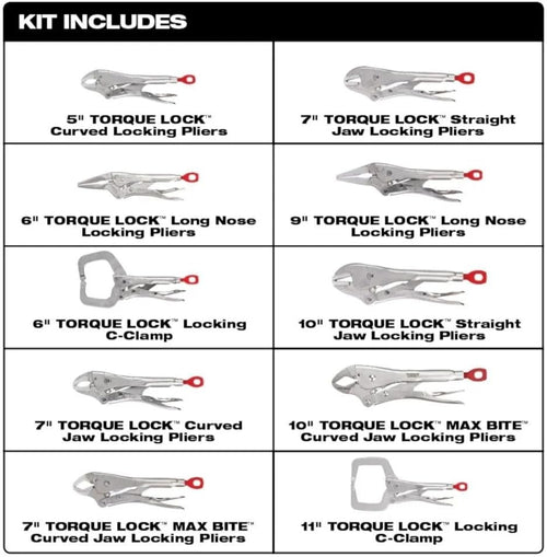 10Pc 48-22-3690 for Milwaukee Locking Pliers Kit - Silver
