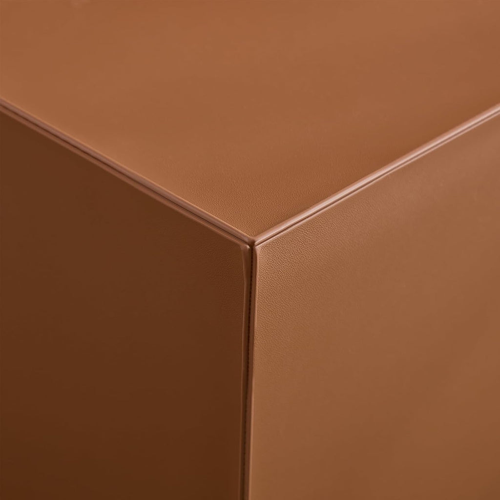 23.62' Modern Leather Coffee Table Set, Minimalist Center Table with Wheels, Wooden Coffee Table Sets for Living Room, Apartment, Office, Bedroom, Brown