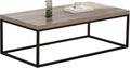 CENSI 47' Industrial Coffee Table, Rustic Grey French Oak Finish, Extra Thick 1.6' Wood Top, Sturdy Metal Frame, Modern Farmhouse Rectangular Cocktail Center Table for Living Room, Easy Assembly