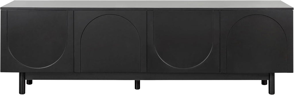Ball & Cast Modern TV Stand with Arch Cabinets for TVs up to 78', Minimalist Entertainment Center w/Solid Wood Legs and Adjustable Shelves, Media Console for Living Room,Black