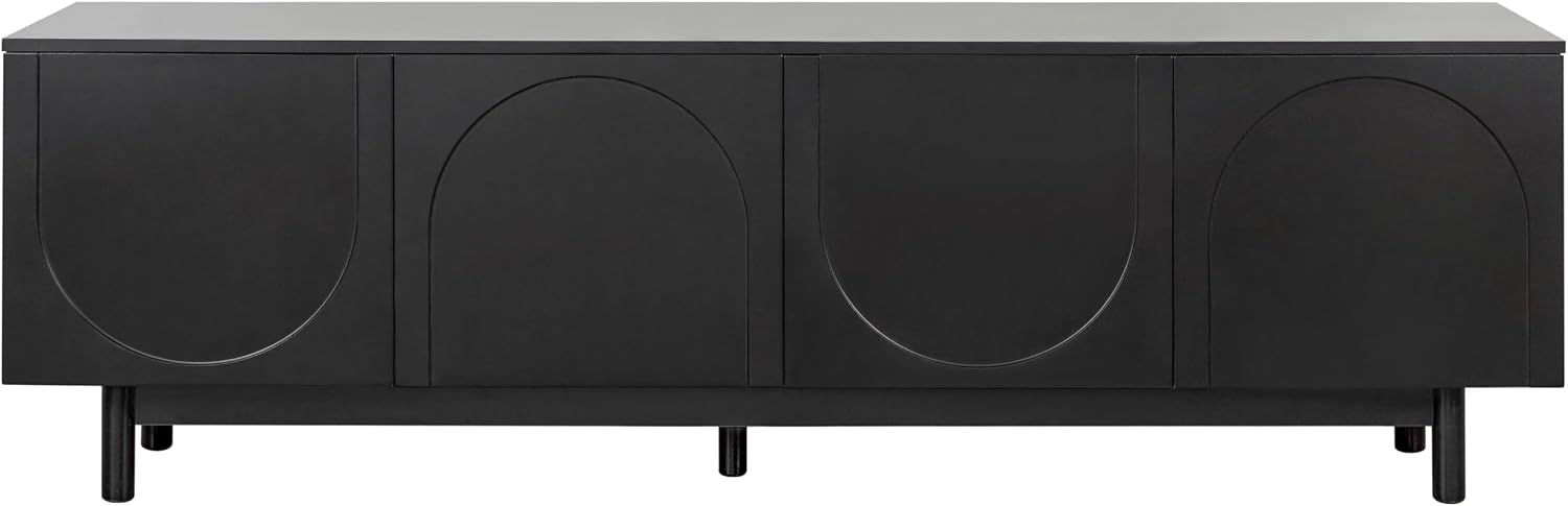 Ball & Cast Modern TV Stand with Arch Cabinets for TVs up to 78', Minimalist Entertainment Center w/Solid Wood Legs and Adjustable Shelves, Media Console for Living Room,Black