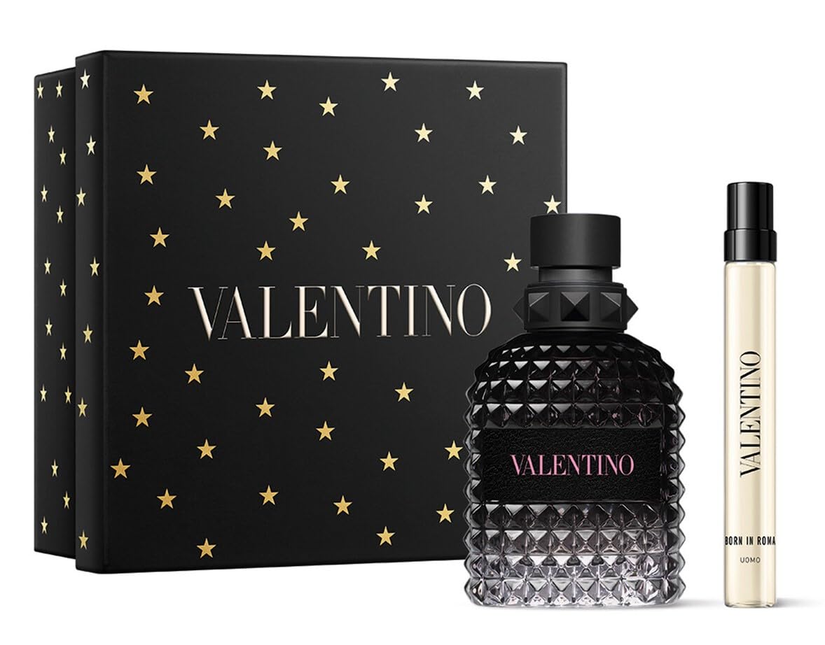 Valentino Born in Roma Uomo Eau de Toilette Gift Set (EDT Spray 1.7 fl. oz + Mini EDT 0.34 fl. oz) | EDT Spray 1.7 fl. oz, Mini EDT 0.34 fl. oz