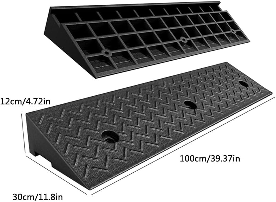 Curb Ramps Threshold Ramp Rise Driveway Ramp for Loading Dock Bike Vehicle Warehouse Sidewalk Wheelchair Car Slope Ramp(39.4x11.8x4.7in)