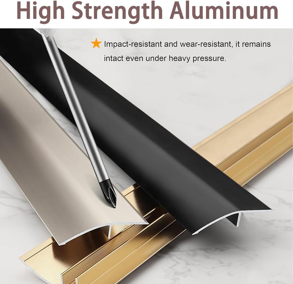 Self-Adhesive Floor Transition Strips， Aluminum Transition Strip 35.4in x 2-5in for Floor Threshold 5-18mm Height Multicolor(Black,35.4in x 5)