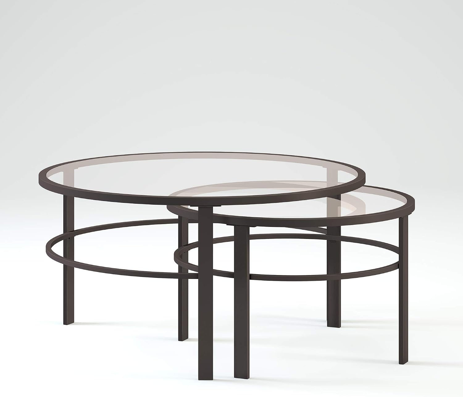 Henn&Hart Round Nested Coffee Table in Blackened Bronze, Coffee Table coffee tables for living room, studio apartment essentials, 36' Wide