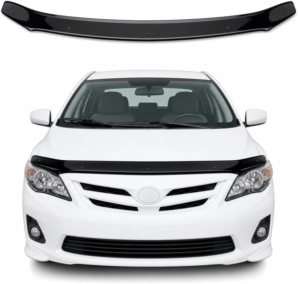 BMY Premium Acrylic Hood Bug Deflector for Toyota Corolla 2008-2013, Front Hood Protector, Stone Guard & Bugflector Shield, Bug Guard, Black