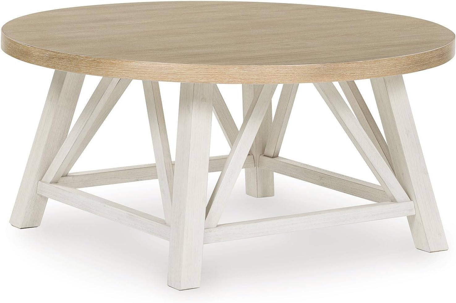 Signature Design by Ashley Fawndell Casual Table with Antiqued Finish, Set of 3, White & Light Brown