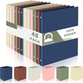 Fulmoon 48 Pack 3 Ring Plastic Binders 1 Inch Bulk with 2 Pockets, Flexible Binder Loose Leaf Hardcover, Fit 12' x 10' US Letter Size Paper, for School Office Home, 6 Colors(Boho)