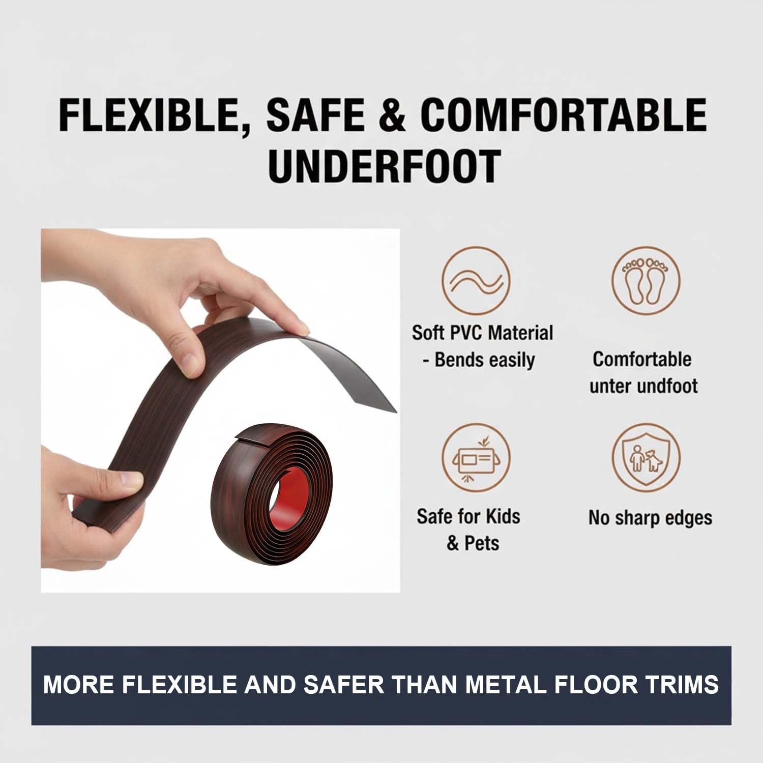 Carpet Threshold Strip Self Adhesive Door Transition Strip, Laminate Flooring Gaps And Doorway Floor Cover, PVC Threshold Edging Trim, Length 3.3ft 6.5ft 9.8ft 20ft(Silver,3'x29.5ft)