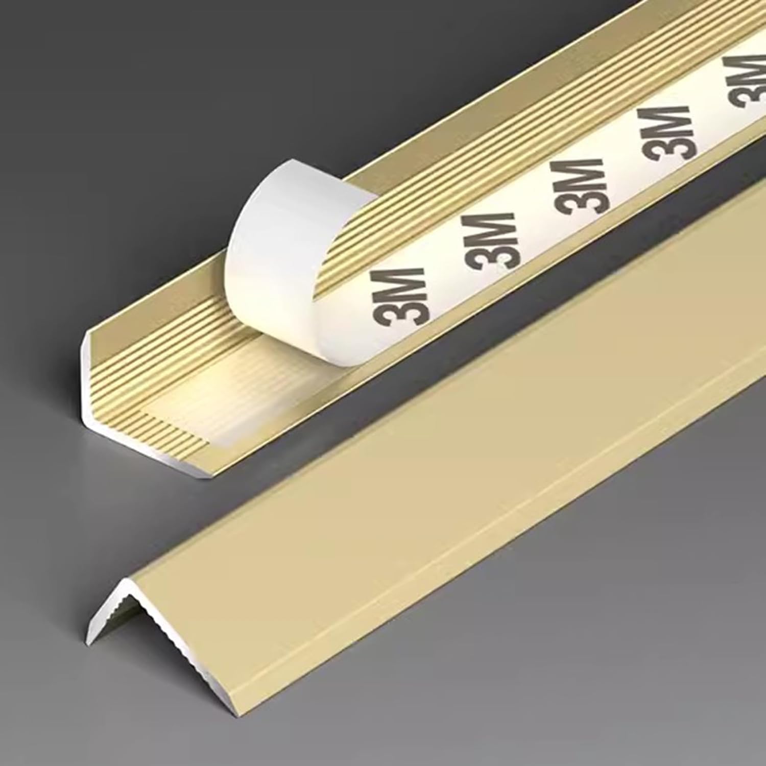 Gold Flooring Transition Strip Aluminum, Self Adhesive Stair Nosing for Wood to Tile/Doorways, Threshold/Stair Treads Decorative Edge Trim (Color : W 1.2cm(1/2in), Size : L170/67 in)