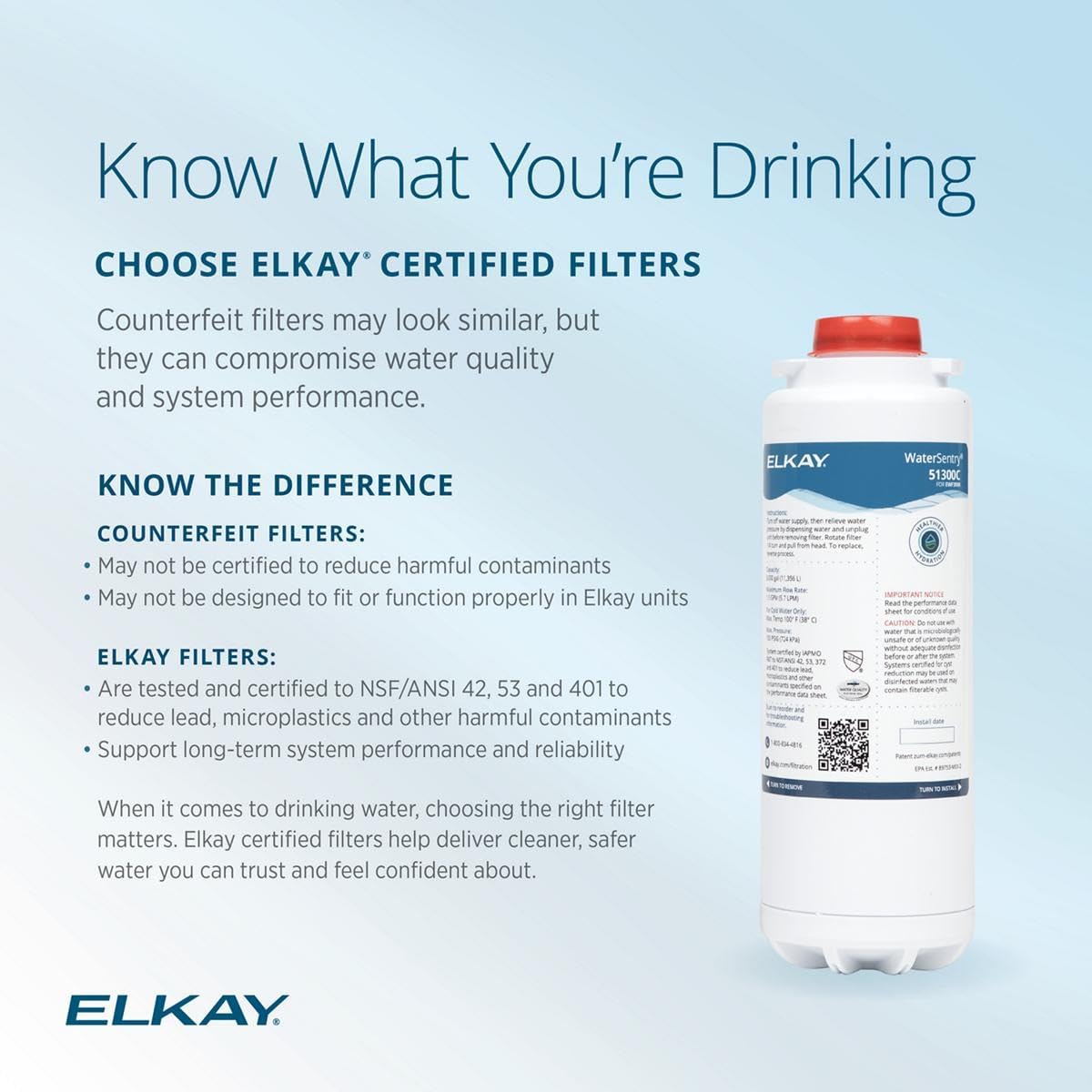 Elkay WaterSentry Lead, Microplastics NSF/ANSI Certified Filter 12-Pack Bottle Fillers 51300C_12PK - 1 Each