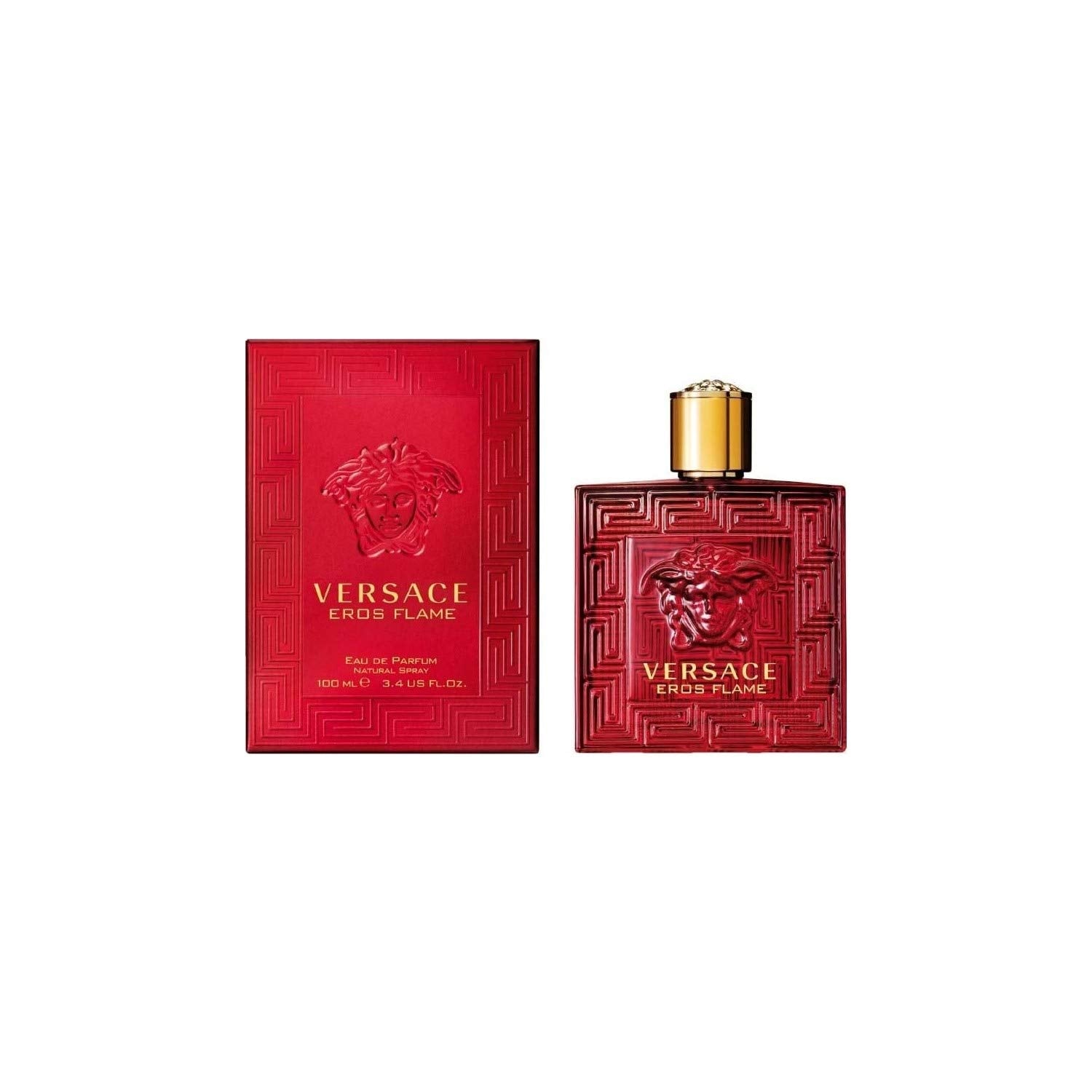 Versace Pour Homme Oud Noir 3.4 oz Eau de Parfum Spray & Eros Flame for Men 3.4 oz Eau de Parfum Spray