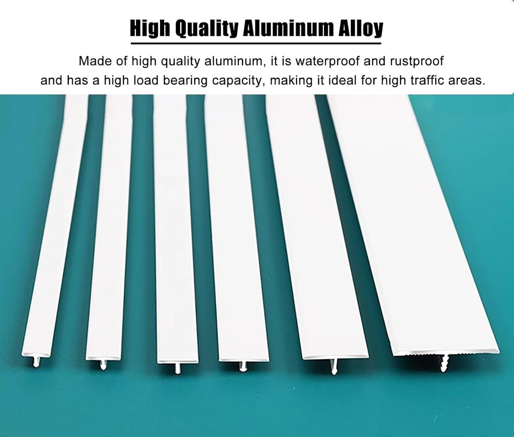 Floor Transition Strip 3pcs, T Molding Aluminum Alloy Threshold, Doorway Edge Trim Seam Cover, Decorative Wall Strip for Wood to Tile