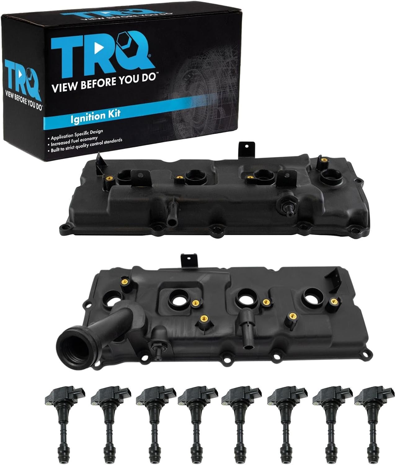 TRQ Ignition Coil Kit 10 Piece Valve Cover Compatible with 2007-2010 INFINITI QX56 2007-2015 Nissan Armada 2008-2012 Pathfinder 2008-2015 Titan 2012-2015 NV2500 2012-2015 NV3500