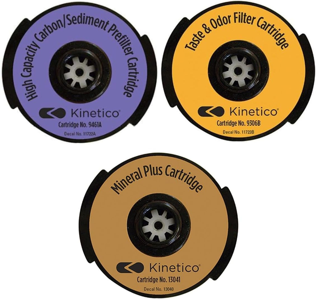 Set of 3 filters for Kinetico Pure + system. (Part No. 9461 PURPLE, 9306 ORANGE & 13041 BRONZE)