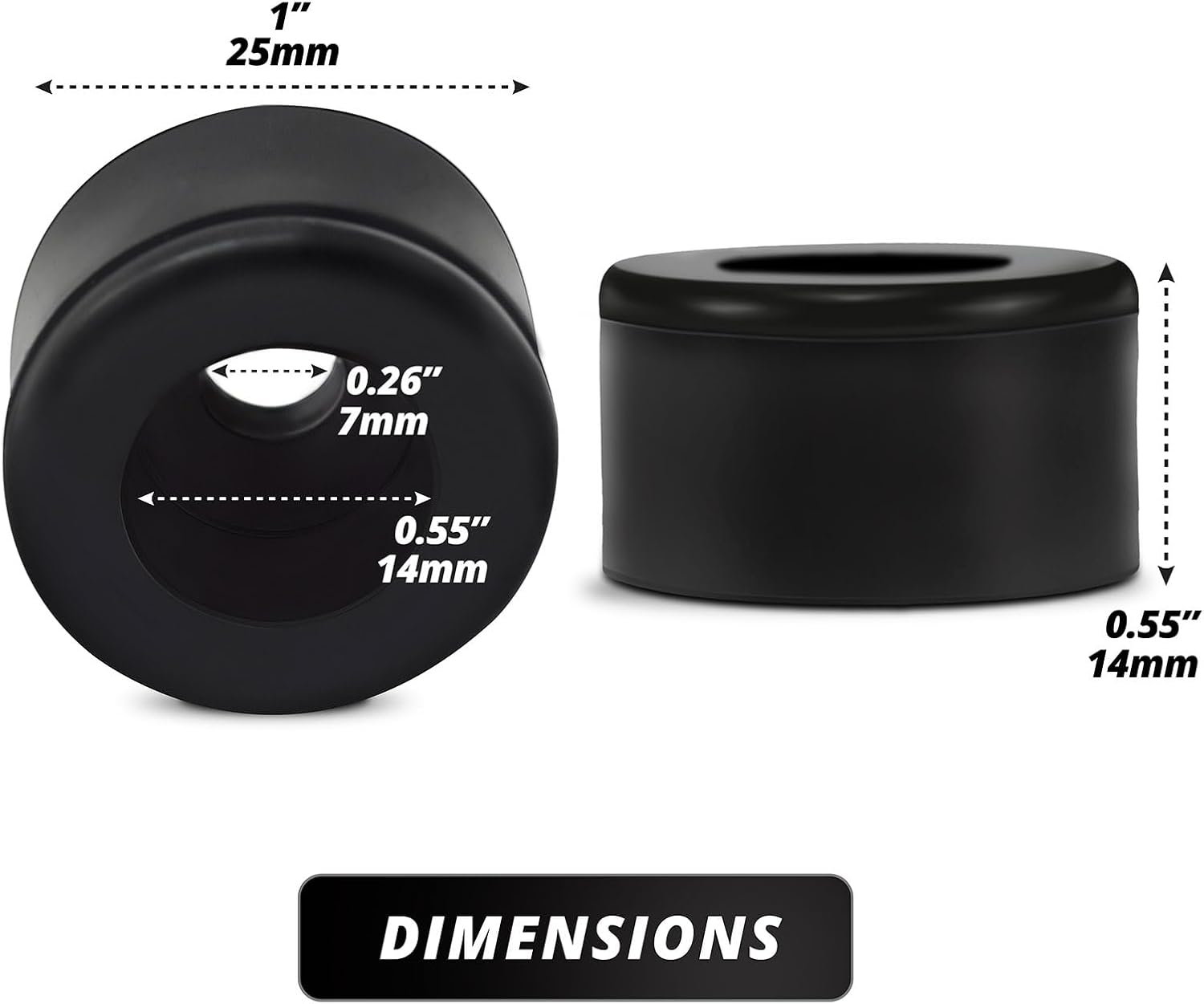 1' Rubber Bumper Pads, Door Stopper 1' Diameter Round Design (Plastic) (Made in USA) (Black Color) (1000 Pack)