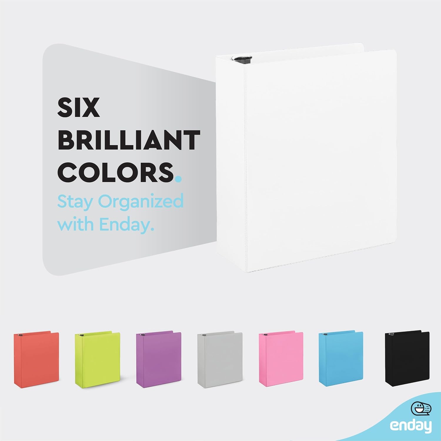 2 Inch Binders 3 Ring, White 2 Inch Round Ring Binder with Clear View Cover & 2 Inside Pockets, School Supplies Binders (24 PC) – by Enday