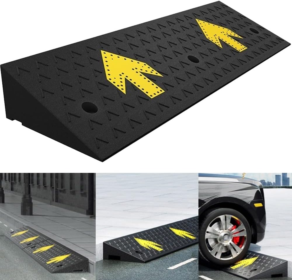 ZJIEX Wheelchair Ramp Rubber Ramps for Driveway Entryway Doorways, 2in/ 4in/ 6in/ 7in Rise Curb Ramp, Safety Non-Slip Threshold Transition Ramp, Car Kerb Ramp (Size : 100x25x8cm(39x10x3.2inch))