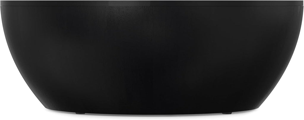 SIMPLIHOME Elmbrook Coffee Table - 34' Wide x 12' High Solid Mango Wood Modern Industrial Round Drum Cocktail Table in Black, Sculptural Living Room Table with Low Profile Design, Assembled