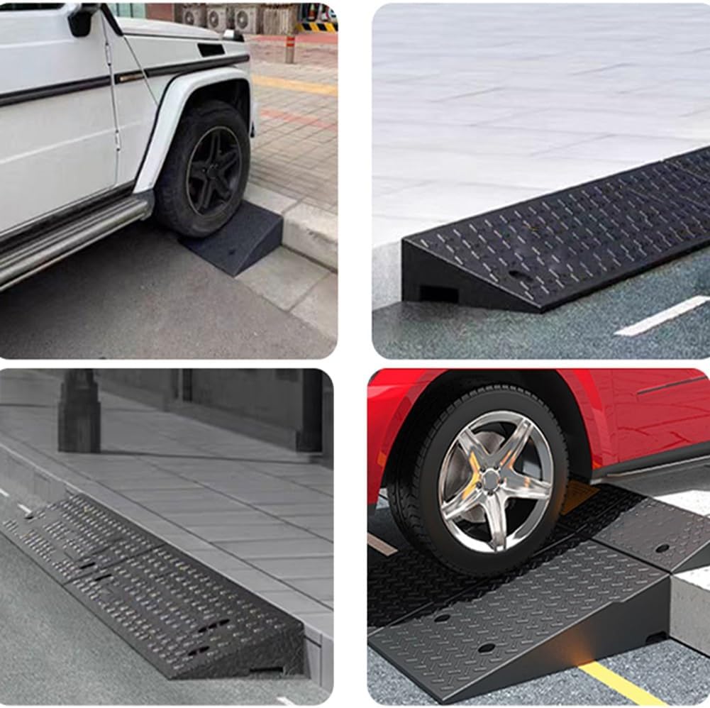 Rubber Curb Ramps (2-8 inch Rise),Heavy Duty Threshold Ramps for Cars Vehicles Motorcycle Bicycles(Height 17cm/6.7inch)