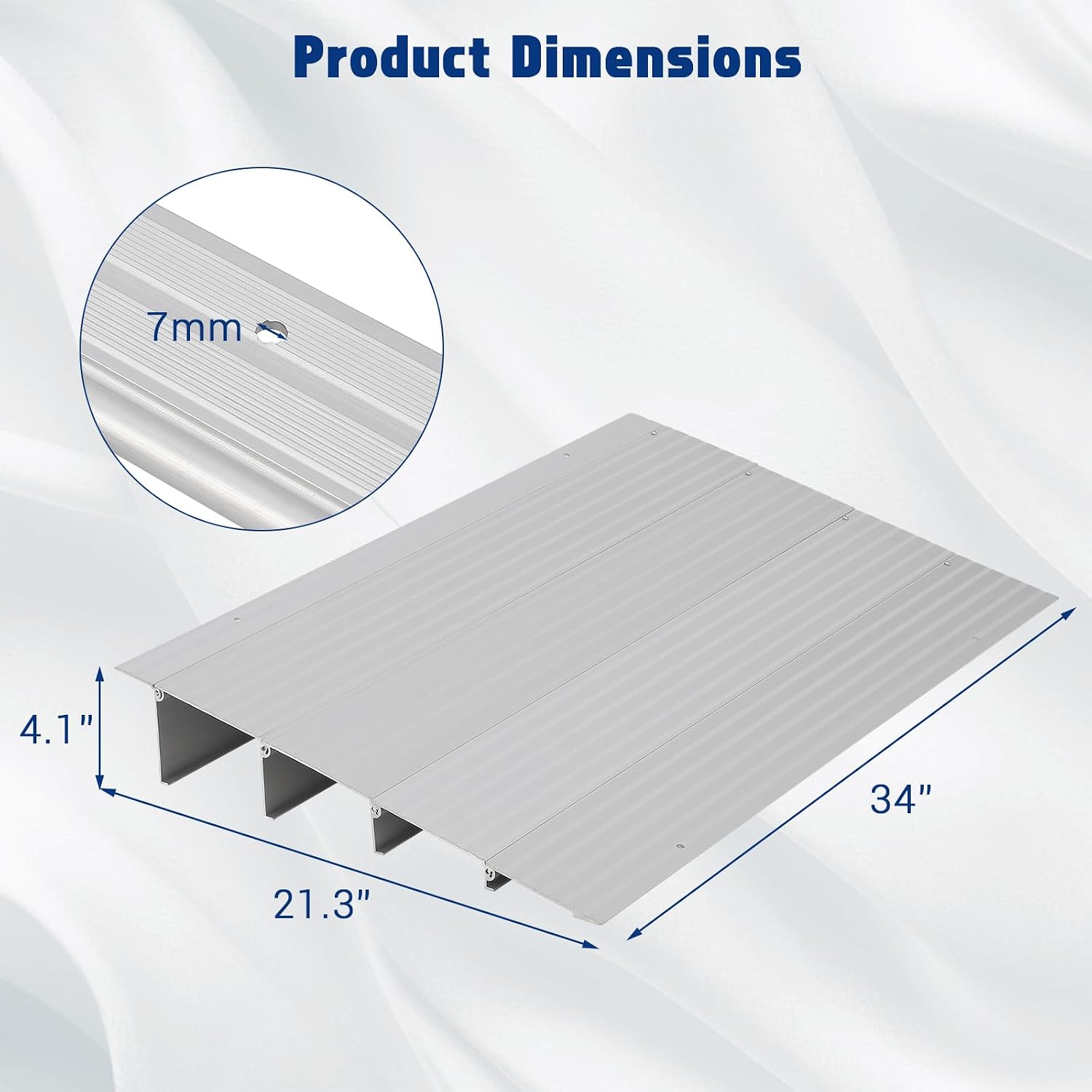 Aluminum Threshold Ramp for Doorways – 4' Rise, 700LB/320kg Capacity, Heavy Duty, Adjustable Metal Entry Ramp for Wheelchairs, Mobility Scooters, Bikes, Strollers – Home Steps – Threshold