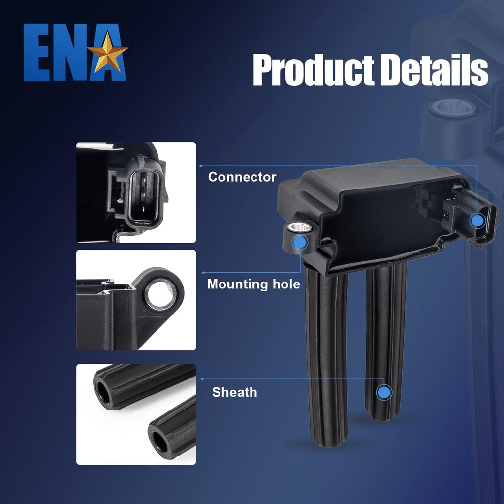 ENA Set of 8 Ignition Coil Pack 16 Spark Plug Compatible with Chrysler Dodge Jeep Ram 1500 2500 3500 300 Charger Durango Magnum Commander Aspen Grand Cherokee 2006-2008 5.7 6.1 V8 Replace# UF504 570