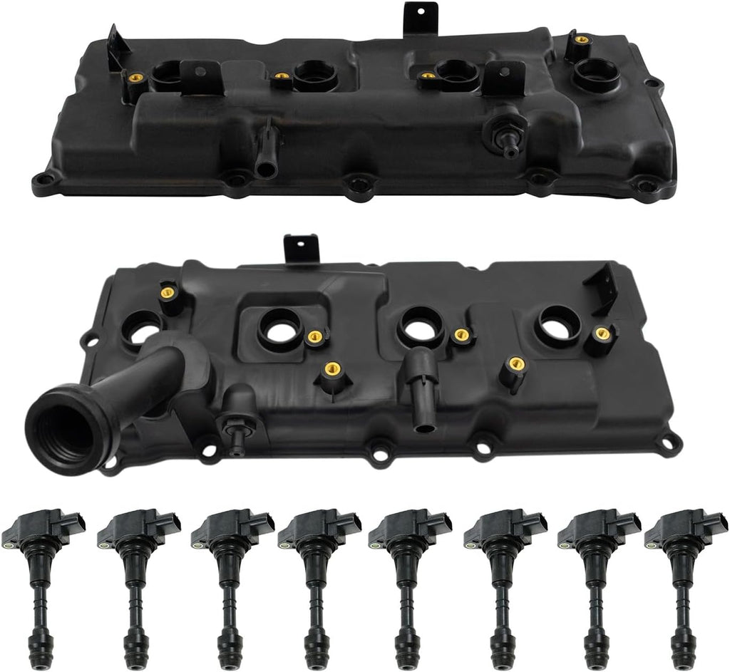 TRQ Ignition Coil Kit 10 Piece Valve Cover Compatible with 2007-2010 INFINITI QX56 2007-2015 Nissan Armada 2008-2012 Pathfinder 2008-2015 Titan 2012-2015 NV2500 2012-2015 NV3500