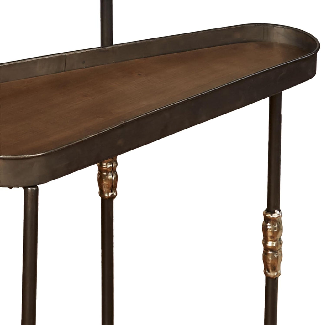 Bronwyn Metal and Wood Nesting Tables Dark Bronze Finish 28, 30.5 and 36 Inches Tall Set of 3