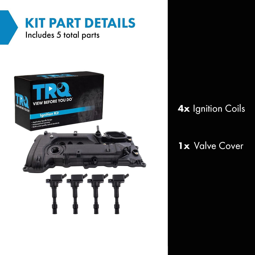 TRQ Ignition Coil Kit 5 Piece Compatible with 2015-2016 Hyundai Elantra 2017-2018 Kia Forte