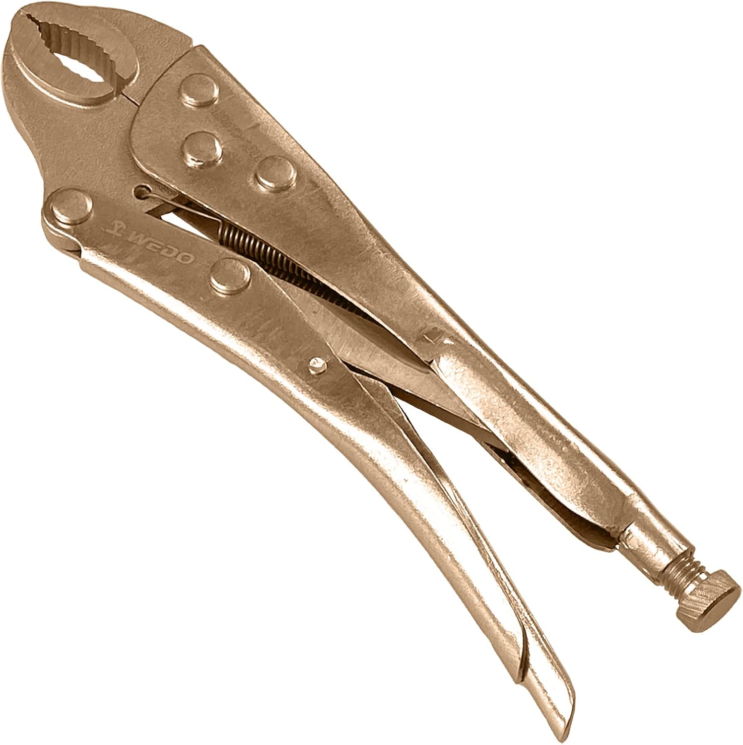 WEDO Locking Pliers 10-Inch,Non-Sparking Curved Jaw Locking Pliers with Wire Cutter,Beryllium Copper,DIN Standard,BAM Certificate,Die-forging