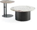Manhattan Comfort Alondra 2 Piece Set, Round End and Coffee Tables with Sintered Stone Top & Stainless Steel Base, Elegant Design for Modern Living Room, Full Collection, Black