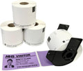 Threshold 4-Inch Visitor Badges on a Roll | 4 Rolls (1,000 Badges) Compatible with Brother Direct Thermal Printers | Name Tag Stickers | Hospital, Office & Secretary Supplies | Visiting Badge (Purple)