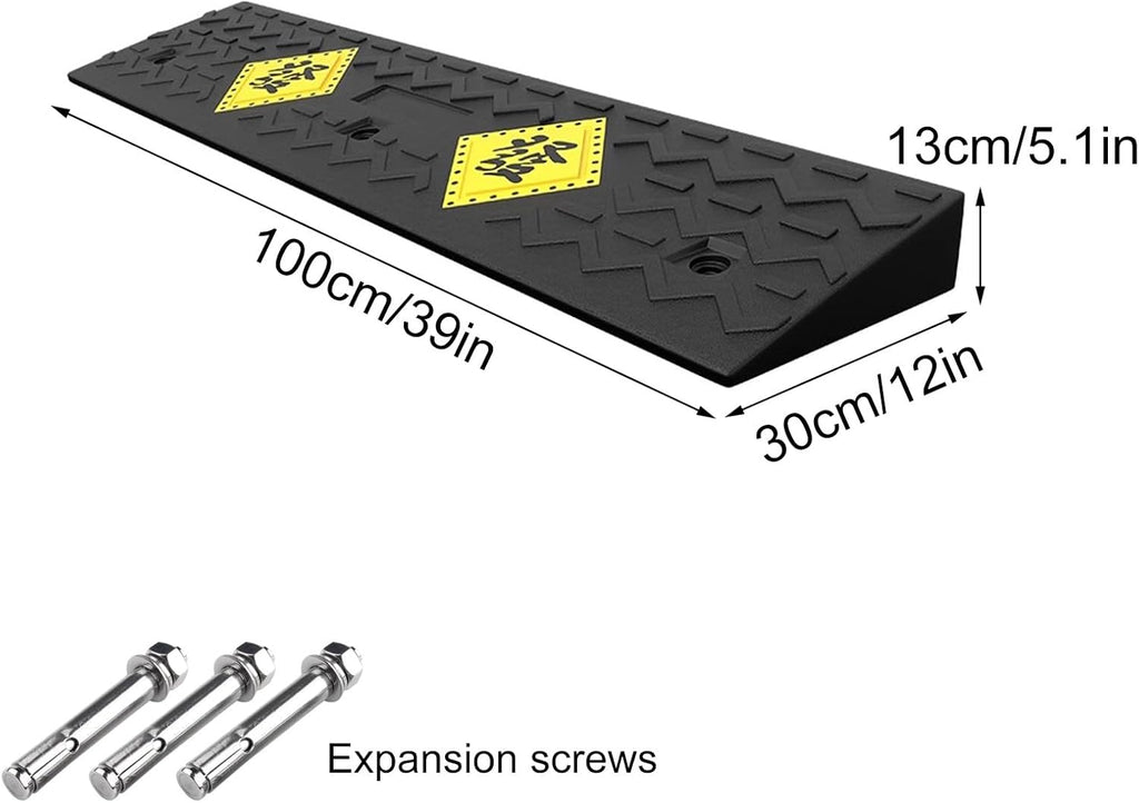Auto Curb Ramps, Rubber Ramp, 1.6-5.9 In Rise Height Driveway Ramp, Door Threshold Ramp, for Driveway, Loading Dock, Sidewalk, Car, Scooter, Bike, Motorcycle, Wheelchair, Golf Cart(100*30*13c