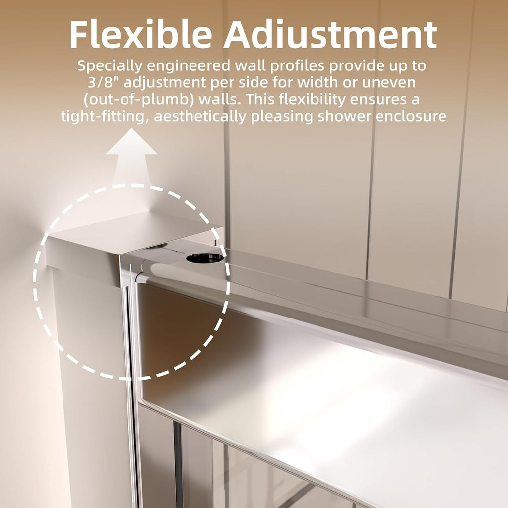 28-32' W x 72' H Pivot Glass Shower Door,Semi-Frameless Pivot Swing Glass Shower Door,with 1/4'(6mm) Clear SGCC Tempered Glass,Reversible Installation,Chrome Finish
