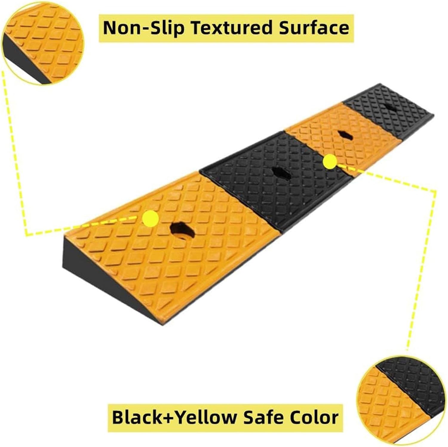 Rubber Curb Ramp, Heavy Duty Vehicle Loading Ramps, Driveway Threshold Sidewalk Ramps for Garage Truck Wheelchair Vehicle,2' Rise(100x15x3cm)
