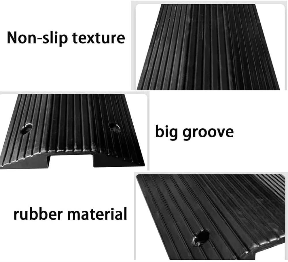 Rubber Threshold Ramp Transition Bridge Ramp for Doorways, Portable Transition Ramp Entryway Ramp High Load, Groove Wide 4.7inch Hige 2.4/3inch(4' Rise/80x45x10cm)