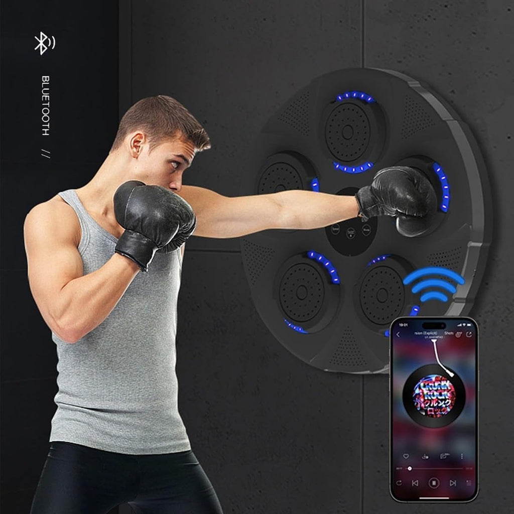 Electronic Music Boxing Machine Wall Mounted Boxing Machine with Music and Lights, Smart Boxing Training Equipment with Boxing Gloves