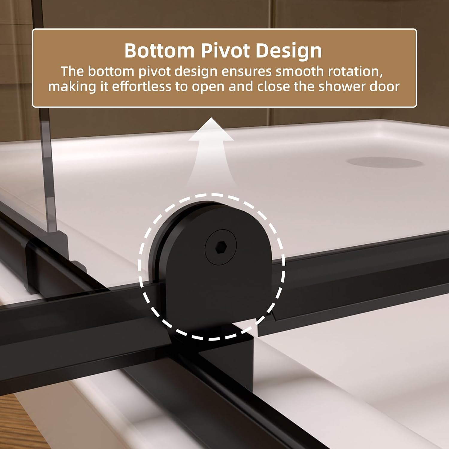 28-32' W x 72' H Pivot Glass Shower Door,Pivot Shower Door with 1/4'(6mm) Clear Glass,Mate Black
