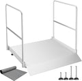 Aluminum Wheelchair Ramp with Handrails, Adjustable Height 3.4' to 7.2' & 880 lbs Capacity, Non-Slip Portable Threshold Ramp for Doorways, Steps, Curbs, Scooters and Walkers